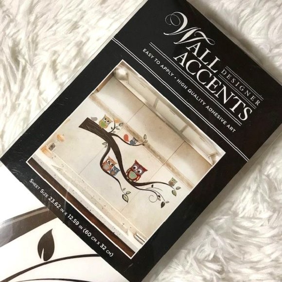 NWOT Designer Wall Accent Vintage Owl Curvy Branch High Quality Adhesive Art - Picture 1 of 7